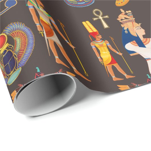 古代エジプトの象形文字パターン記号 ラッピングペーパー (ロールコーナー)