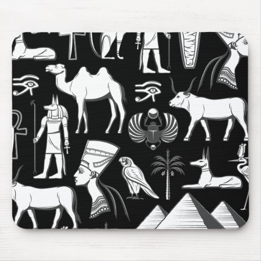 古代エジプトの象形文字パターン マウスパッド (正面)