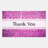 古代エジプトの象形文字パープルありがとう 長方形シール (正面)