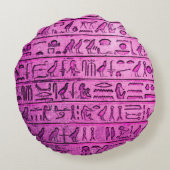 古代エジプトの象形文字パープルラウンド枕 ラウンドクッション (裏面)