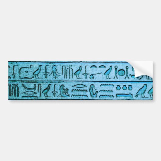 古代エジプトの象形文字ブルー バンパーステッカー (正面)
