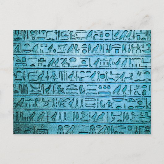 古代エジプトの象形文字ブルー ポストカード (正面)