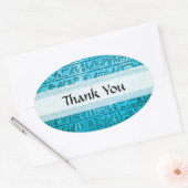 古代エジプトの象形文字ブルー 楕円形シール (封筒)