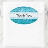 古代エジプトの象形文字ブルー 楕円形シール (バッグ)