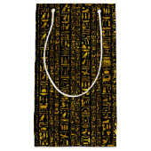 古代エジプトの象形文字金ゴールド黒 スモールペーパーバッグ (正面)