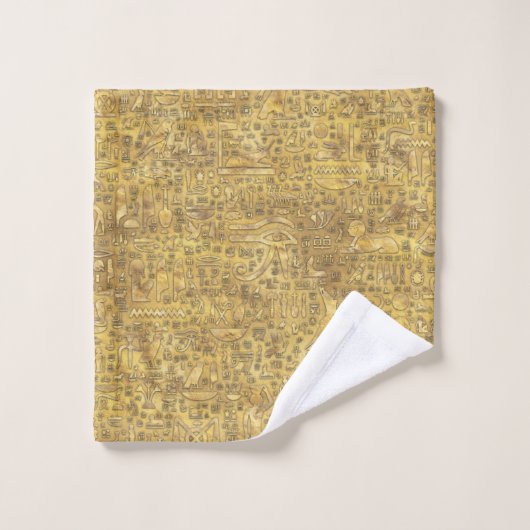 古代エジプトの象形文字金ゴールド バスタオルセット (ウォッシュタオル)