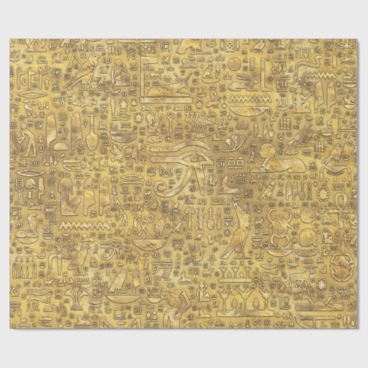 古代エジプトの象形文字金ゴールド ラッピングペーパー (フラット)