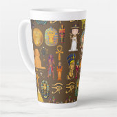 古代エジプトの象形文字 - パターンシンボル カフェラテマグ (左アングル)