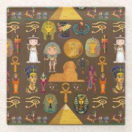 古代エジプトの象形文字 – パターン記号 ガラスコースター