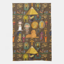 古代エジプトの象形文字 – パターン記号 キッチンタオル