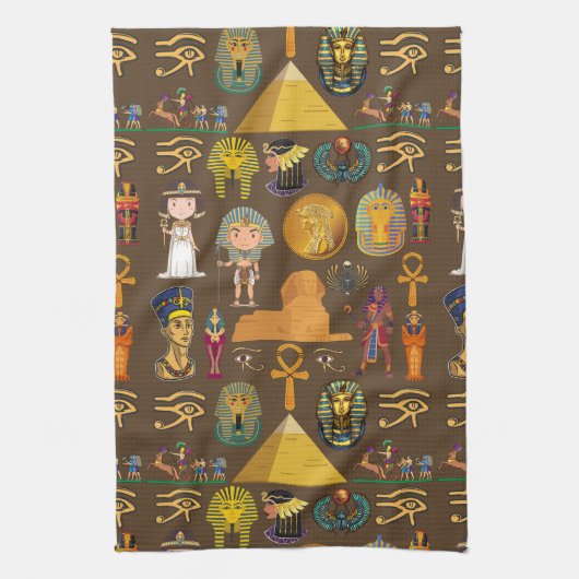 古代エジプトの象形文字 – パターン記号 キッチンタオル (縦)