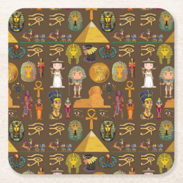 古代エジプトの象形文字 – パターン記号 スクエアペーパーコースター