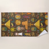 古代エジプトの象形文字 – パターン記号 ビーチタオル (正面)