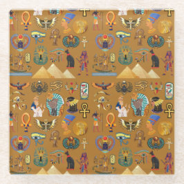 古代エジプトの象形文字 – パターン象形文字 ガラスコースター