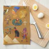 古代エジプトの象形文字 – パターン象形文字 キッチンタオル (四つ折り)