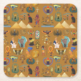 古代エジプトの象形文字 – パターン象形文字 スクエアペーパーコースター