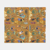 古代エジプトの象形文字 – パターン象形文字 フリースブランケット (正面(横))