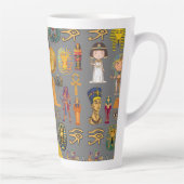 古代エジプトの象形文字 - パターン ファラオ カフェラテマグ (右)