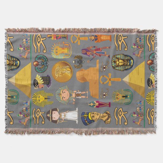 古代エジプトの象形文字 - パターン ファラオ スローブランケット (正面)