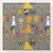 古代エジプトの象形文字 – パターンPharaoh ガラスコースター (正面)