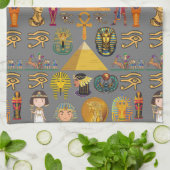 古代エジプトの象形文字 – パターンPharaoh キッチンタオル (折り畳み)