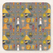 古代エジプトの象形文字 – パターンPharaoh スクエアペーパーコースター (正面)