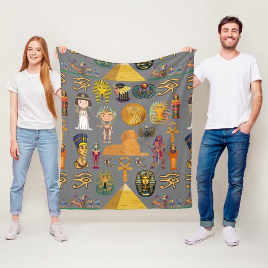 古代エジプトの象形文字 – パターンPharaoh フリースブランケット (インサイチュ)