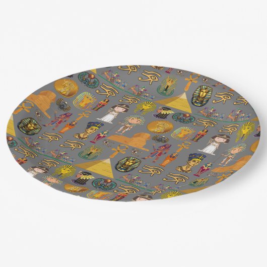 古代エジプトの象形文字 – パターンPharaoh ペーパープレート (アングル)