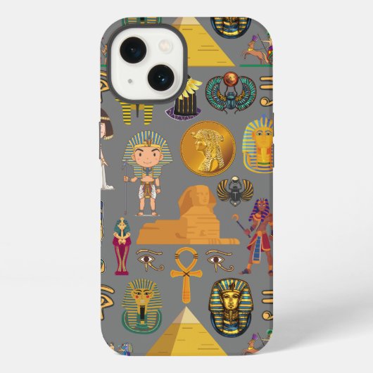 古代エジプトの象形文字 – パターンPharaoh iPhoneケース (裏面)