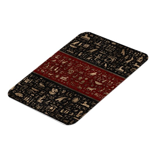 古代エジプトの象形文字 – ブラックレッドレザー マグネット (左側)