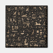 古代エジプトの象形文字 – 黒と金ゴールド マグネット (正面)