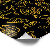 古代エジプトの象形記号パターン ポスター (コーナー)