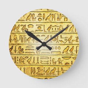 古代エジプトの黄色い壁時計 ラウンド壁時計
