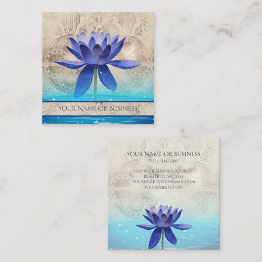 古代エジプトスタイルロータスフラワーニューエイジ スクエア名刺 (正面/裏面)