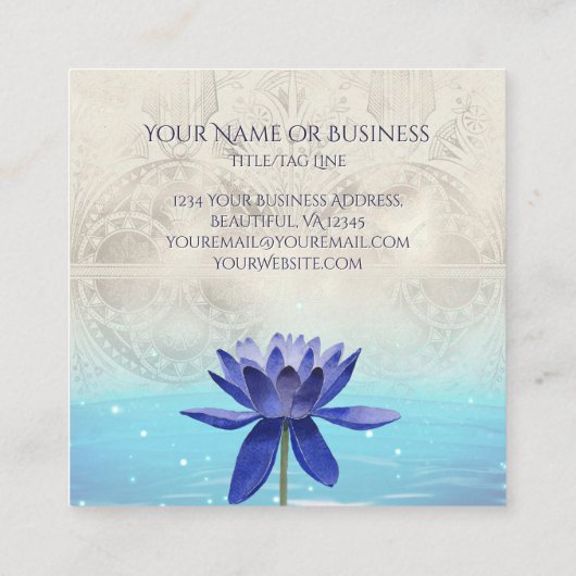 古代エジプトスタイルロータスフラワーニューエイジ スクエア名刺 (裏面)