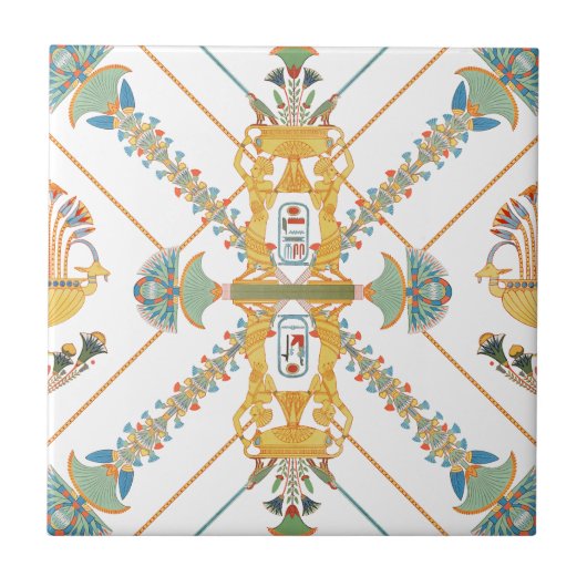 古代エジプトヴィンテージアート金ゴールドグリーン タイル (正面)