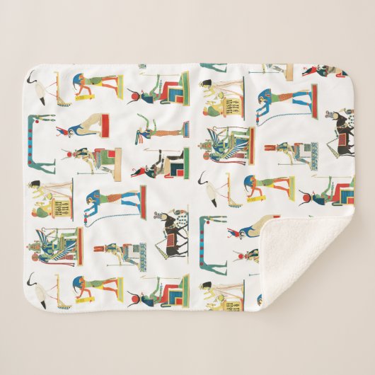 古代エジプトヴィンテージエジプト模様 シェルパブランケット (正面(横))