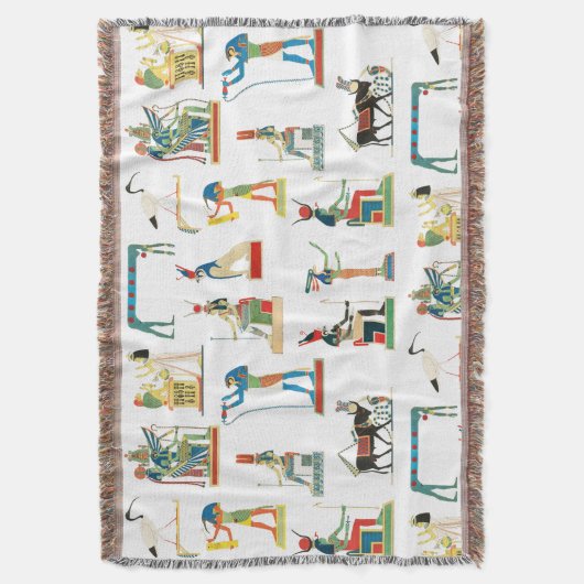古代エジプトヴィンテージエジプト模様 スローブランケット (正面縦)