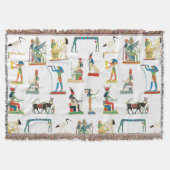 古代エジプトヴィンテージエジプト模様 スローブランケット (正面)