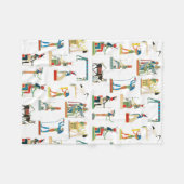 古代エジプトヴィンテージエジプト模様 フリースブランケット (正面(横))