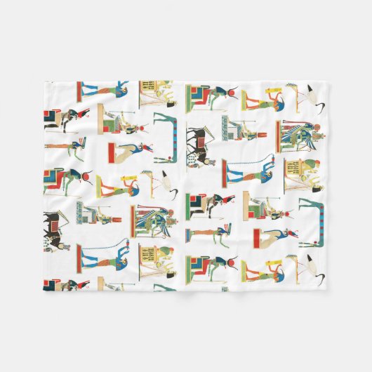 古代エジプトヴィンテージエジプト模様 フリースブランケット (正面(横))