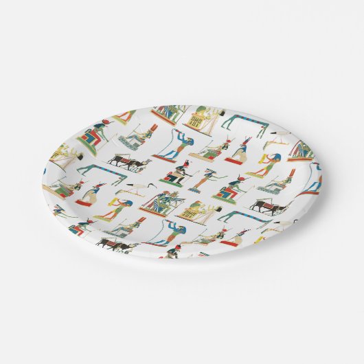 古代エジプトヴィンテージエジプト模様 ペーパープレート (アングル)