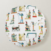 古代エジプトヴィンテージエジプト模様 ラウンドクッション (裏面)