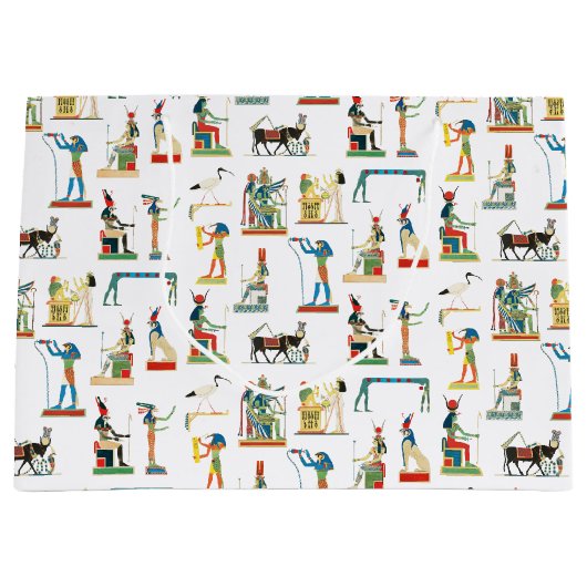 古代エジプトヴィンテージエジプト模様 ラージペーパーバッグ (正面)