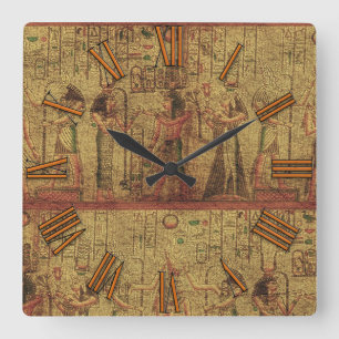 古代エジプト寺院の壁画 スクエア壁時計