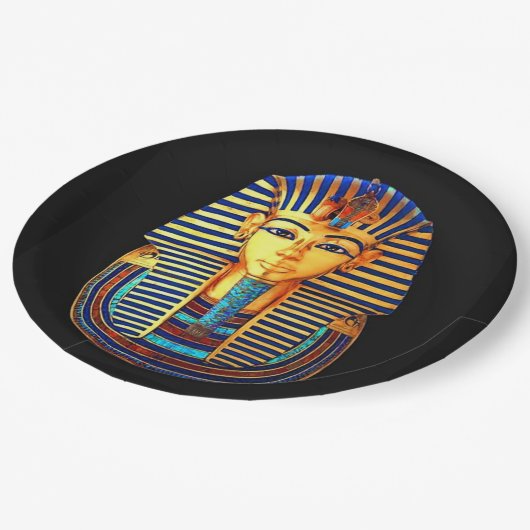 古代エジプト王トゥタンカームン金ゴールド埋葬マスク ペーパープレート (アングル)