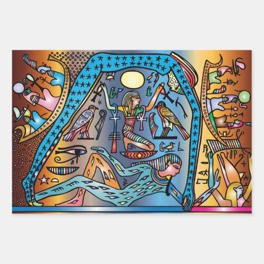 古代エジプト芸術神ゲブ天国でナットをサポート ラッピングペーパーシート (正面)