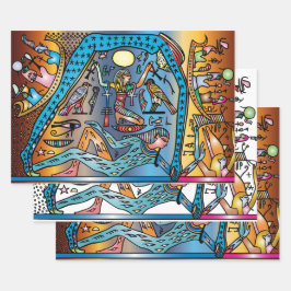 古代エジプト芸術神ゲブ天国でナットをサポート ラッピングペーパーシート