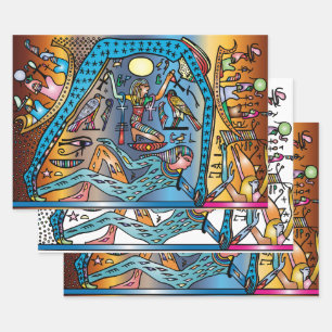 古代エジプト芸術神ゲブ天国でナットをサポート ラッピングペーパーシート