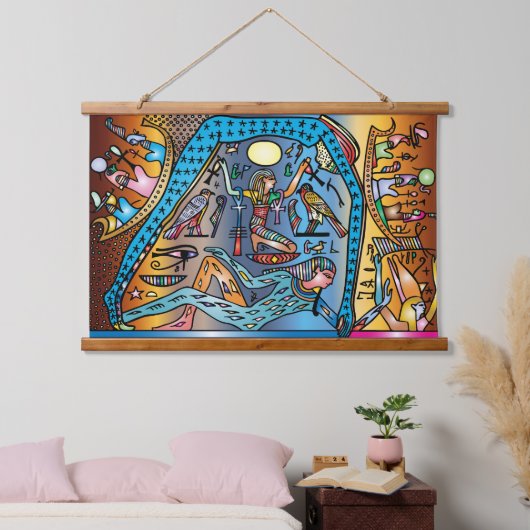 古代エジプト芸術神ゲブ天国でナットをサポート 吊り下げ型タペストリー (寝室)